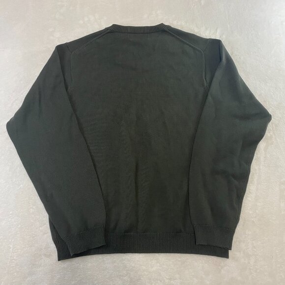 Eddie Bauer Men's Supima Cotton V Neck Solid Olive Army Green Knit Sweater L - Picture 5 of 8